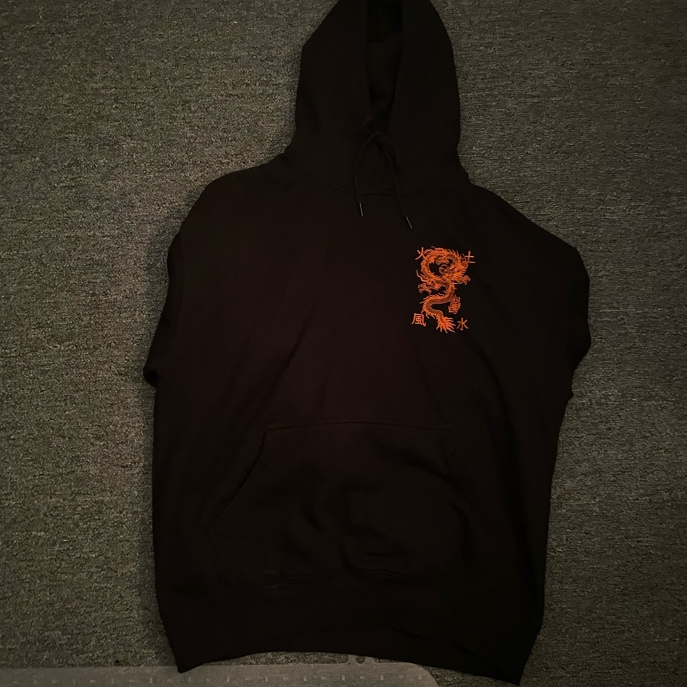 Black front and back graphic hoodie